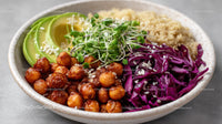 Vegetarian Bowl with Chickpeas Quinoa Purple Cabbage and Avocado