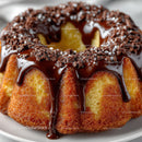 Chocolate Glazed Cake with Caramelized Surface and Sugar Crystals