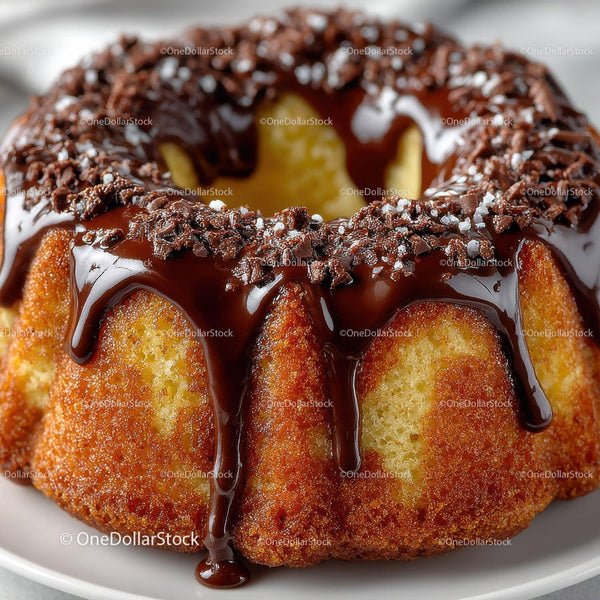 Chocolate Glazed Cake with Caramelized Surface and Sugar Crystals