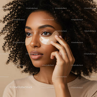 Elegant Woman Applying Under-Eye Patches for Skin Care