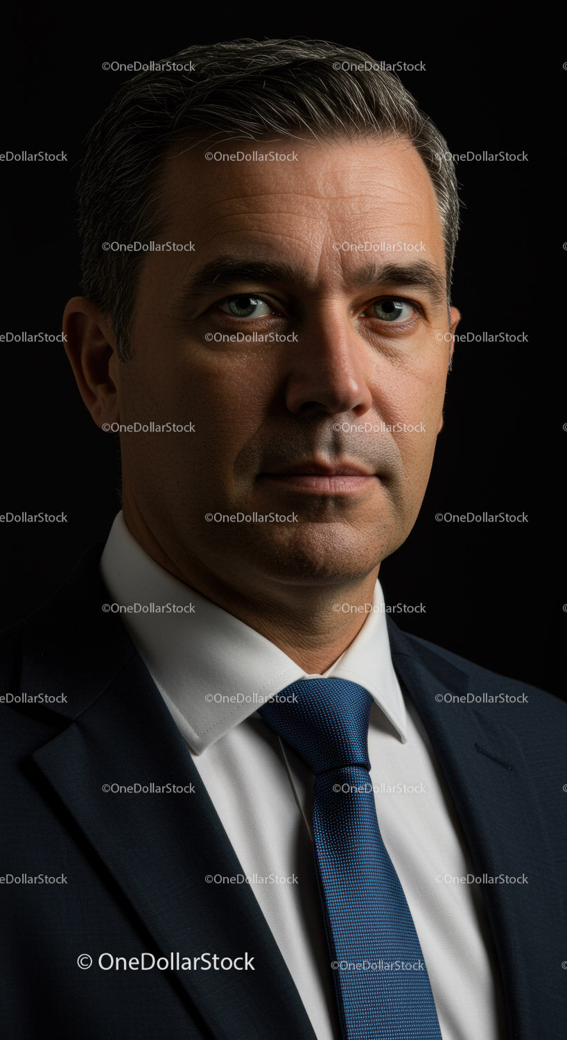 Pewny siebie biznesmen w średnim wieku w formalnym garniturze