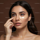 Young Woman with Brown Hair Wearing Under-Eye Patches in Skincare Portrait