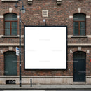 Blank advertising billboard on vintage brick wall
