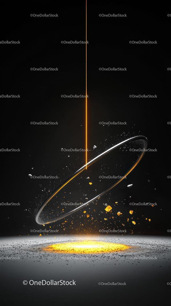 Futuristic Digital Ring with Particle Explosion in Space Environment