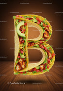 Letter B Shaped Tacos with Grilled Chicken and Veggies