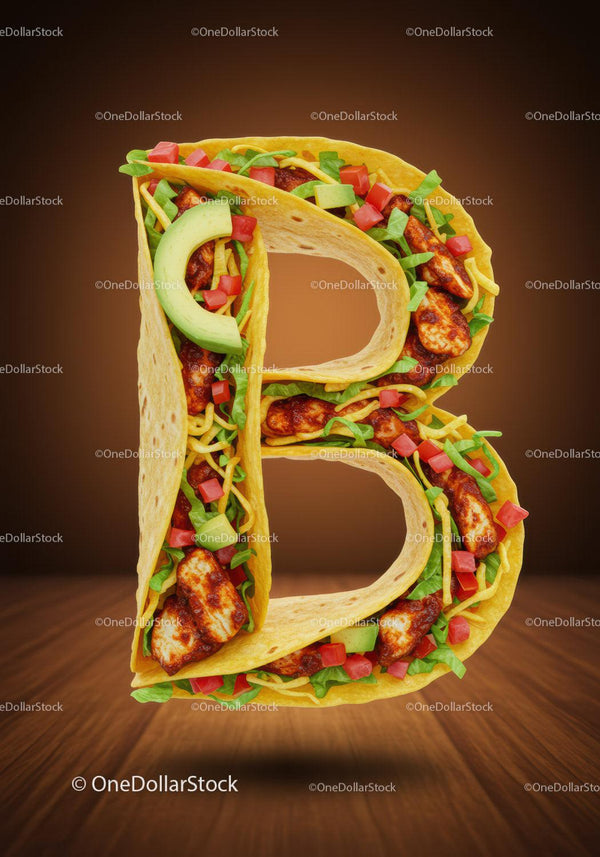 Letter B Shaped Tacos with Grilled Chicken and Veggies