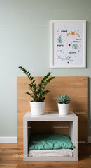 Indoor Greenery Arrangement with Potted Plants and Wall Art in Modern Room