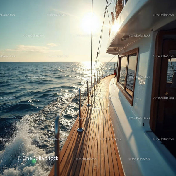 Luxury Sailing Yacht on the Open Sea with Sun Reflection