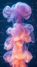 Colorful Smoke in Water with Neon Glow and Abstract Shapes
