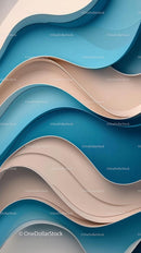 Abstract Layered Curves in Blue and Beige for Modern Design