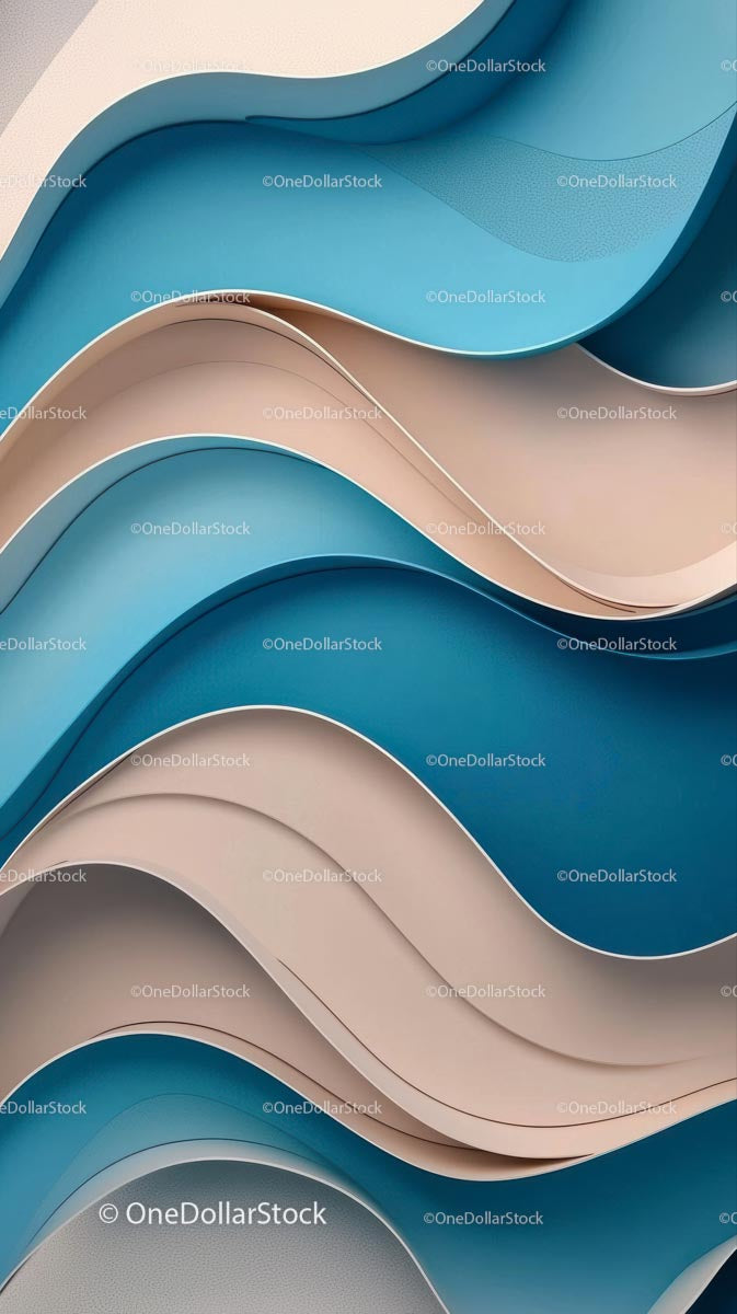 Abstract Layered Curves in Blue and Beige for Modern Design