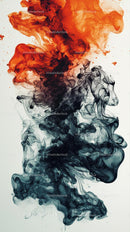 Black and Orange Ink Swirling in Water Creating Abstract Smoke