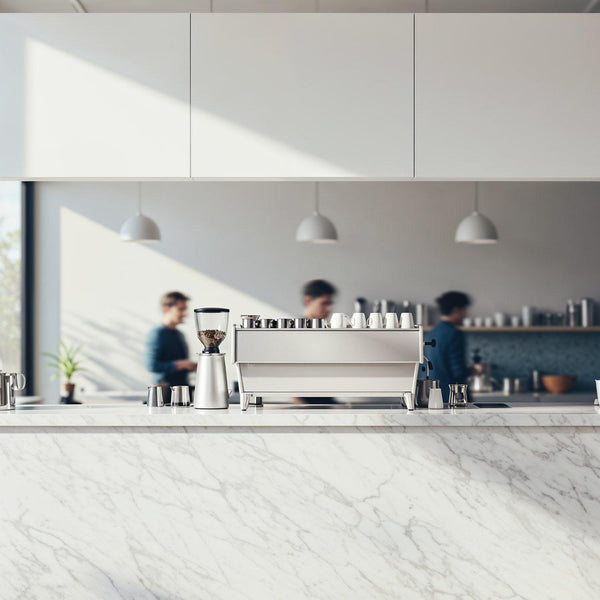 Modern Minimalist Coffee Bar with Espresso Machine JPG Mockup Image