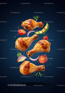 Grilled Chicken Drumsticks with Fresh Vegetables and Herbs