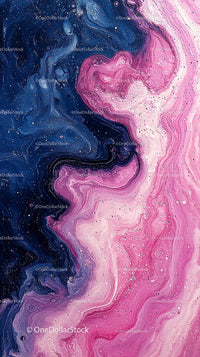 Vibrant Pink and Blue Fluid Abstract Marbled Background