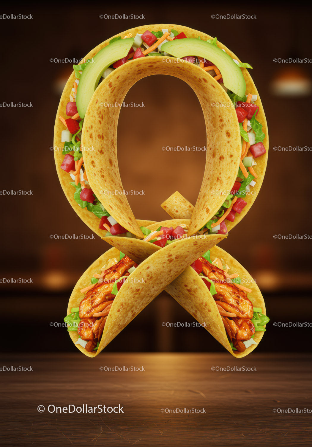 Kreatywna wstążka wykonana z zawiniętych tacos i świeżych składników
