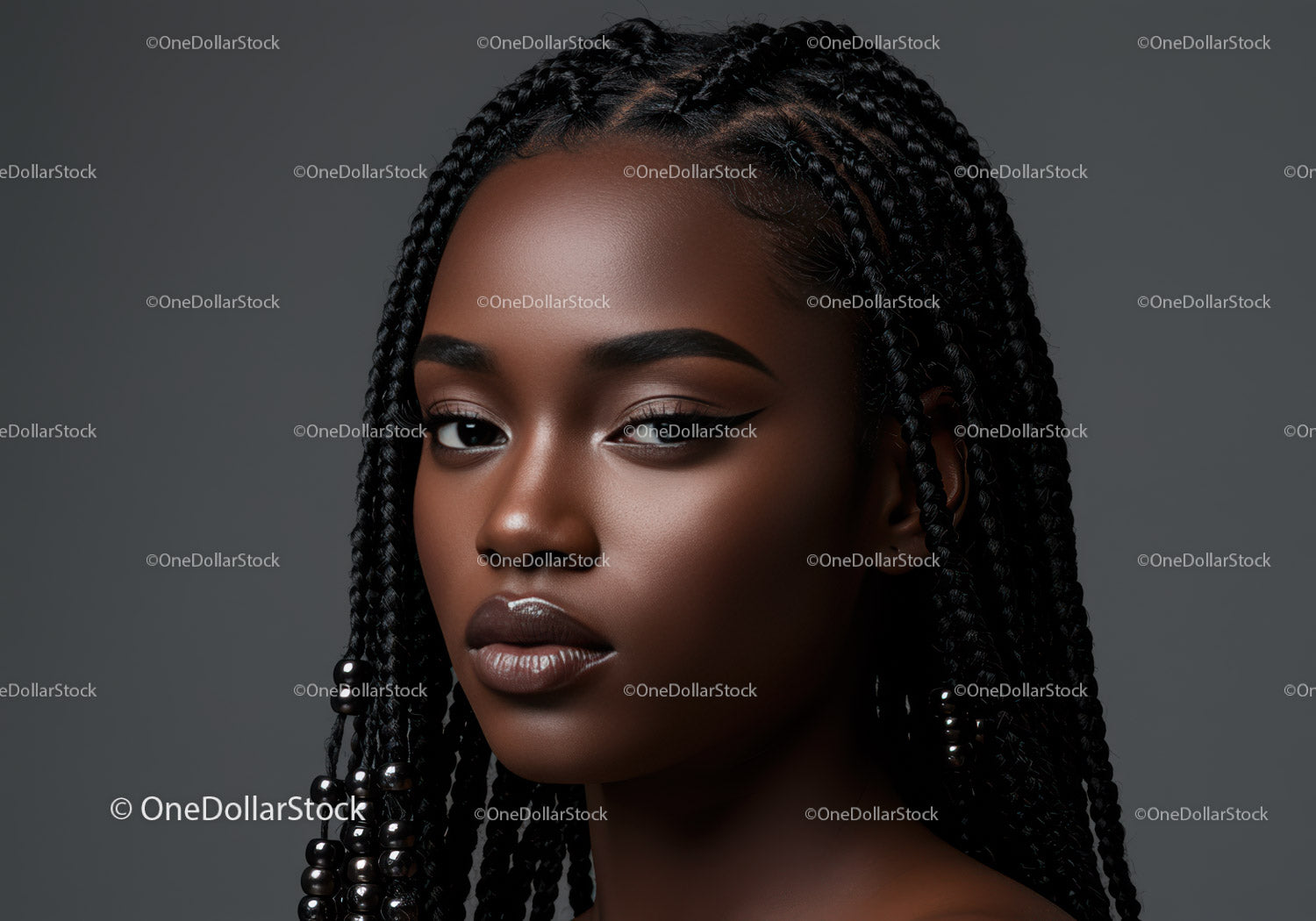 Elegant Beauty Portrait of an African Woman with Braided Hair