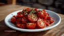 Fresh Cherry Tomatoes on White Plate in Rustic Setting