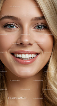 Close up of young woman smiling with bright teeth