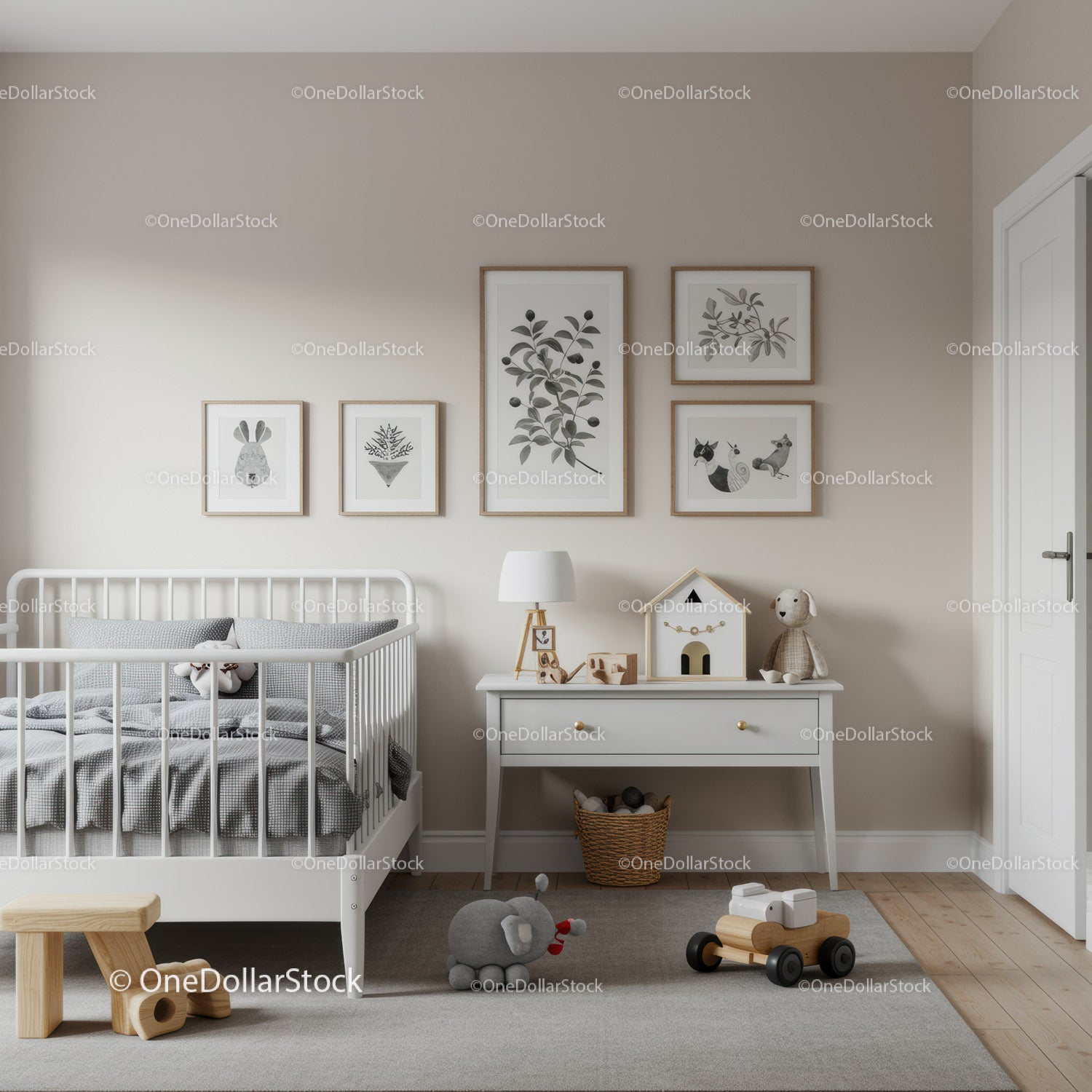 Modern Nursery with Wall Art and Child-Friendly Decor