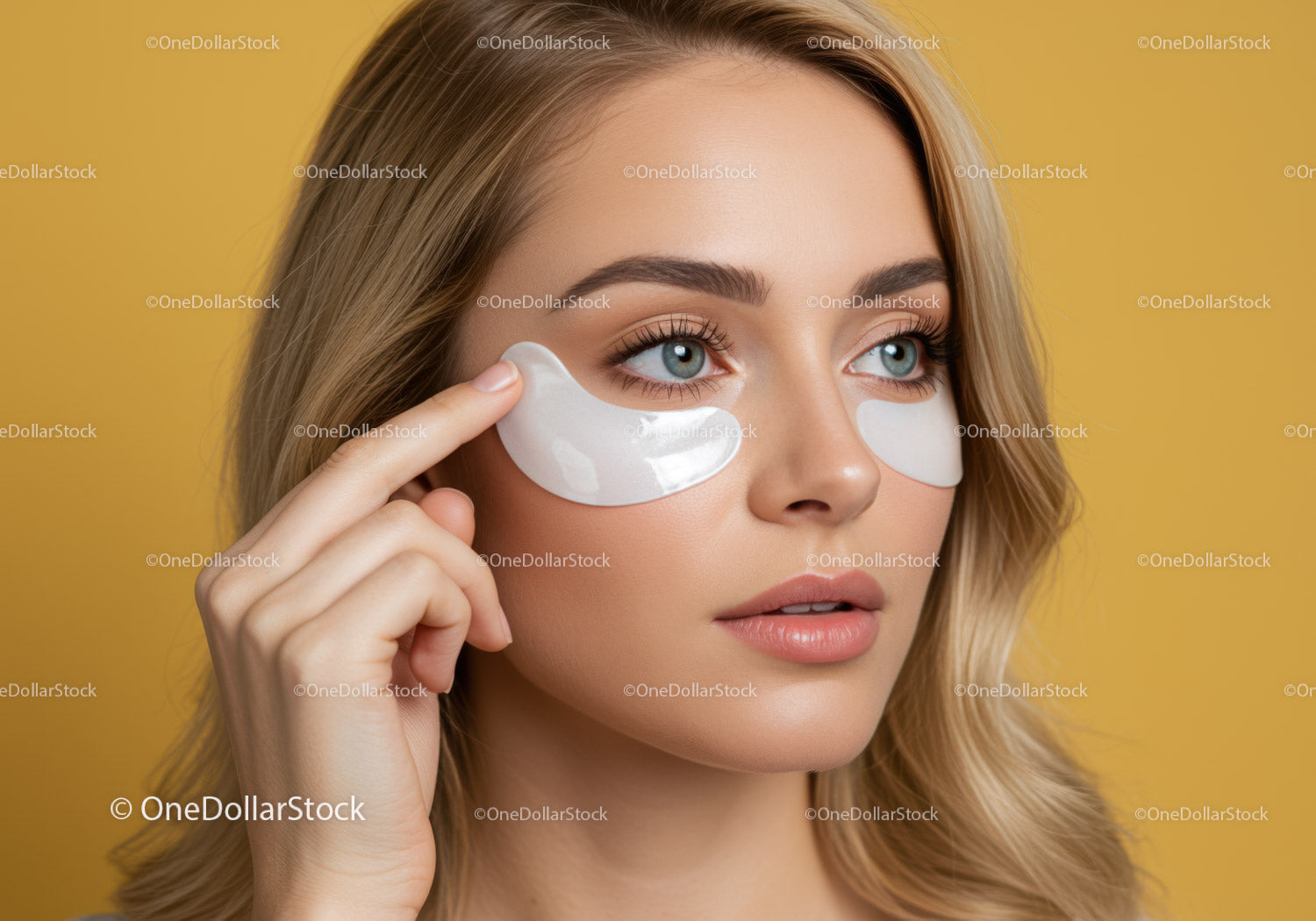 Close-up of Woman Applying Eye Patches for Skincare