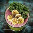 Green Kale and Banana Berry Smoothie in Glass for Healthy Lifestyle