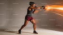 Athletic woman punching with energetic motion effect