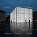 Modern Illuminated Wall in City Square at Night