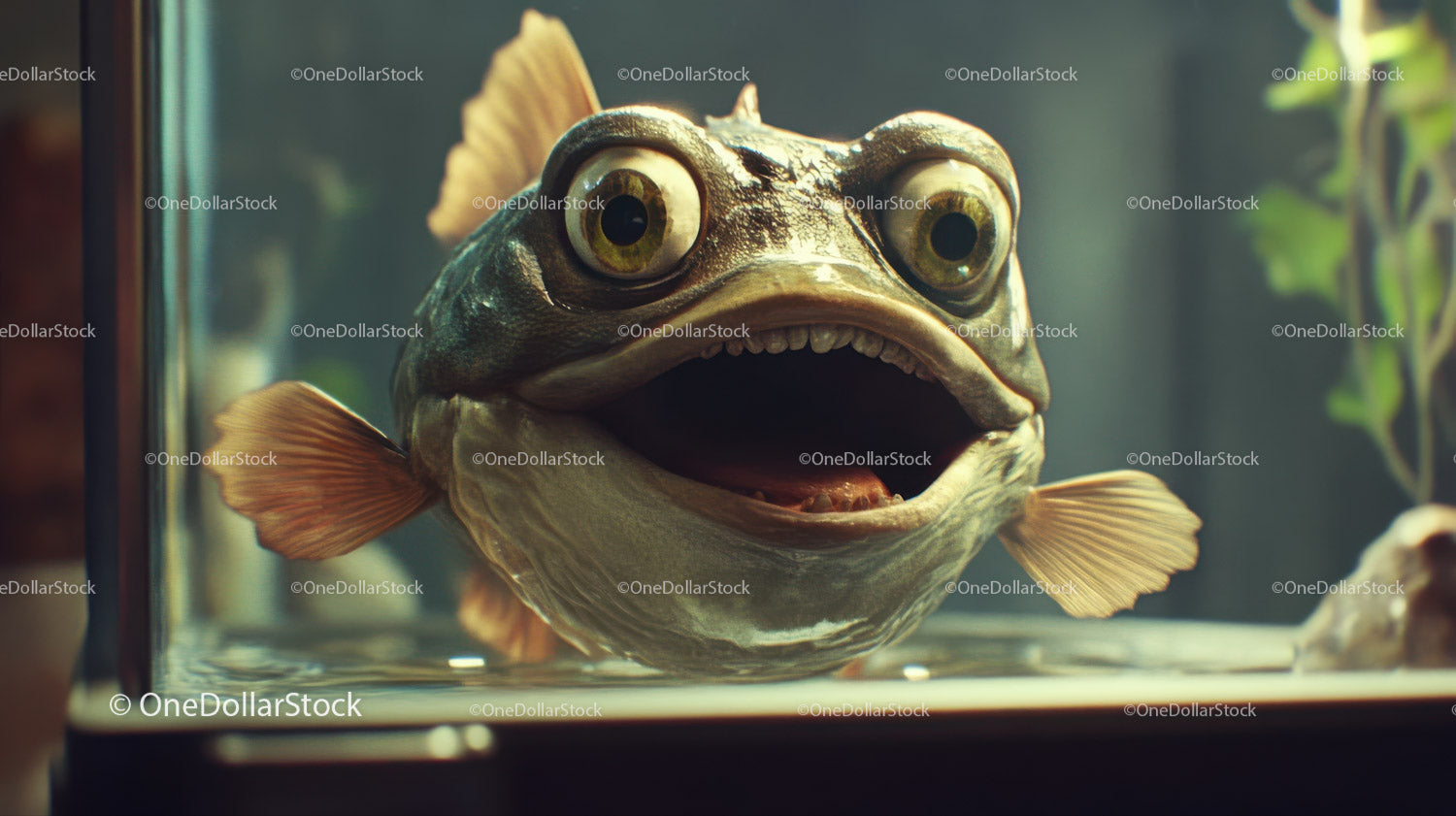 Large-eyed Fish in Aquarium Exhibiting Curious Expression