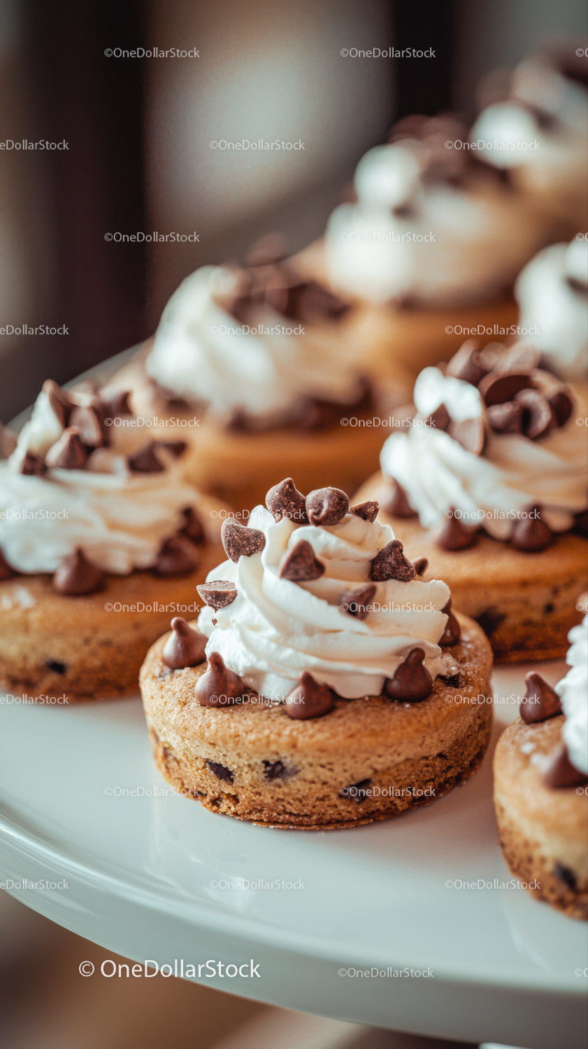 Chocolate Chip Cookie with Whipped Cream and Chocolate Topping