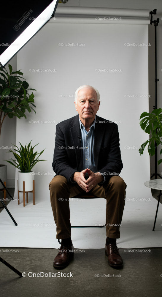 Confident Senior Man in Professional Portrait Setting