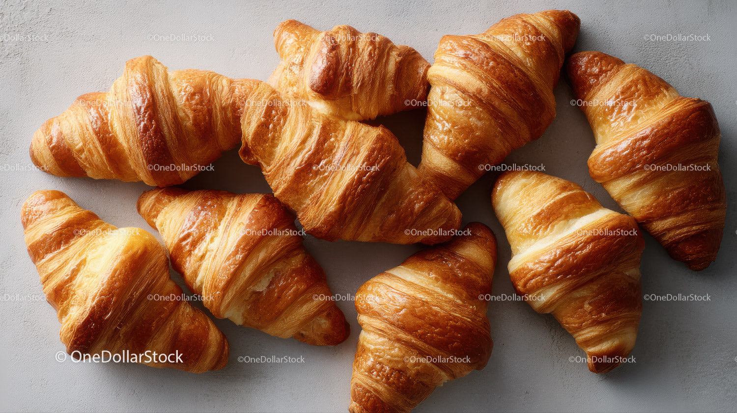 Fresh Golden Croissants for Breakfast in a Bakery Display