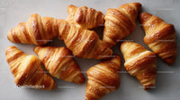 Fresh Golden Croissants for Breakfast in a Bakery Display