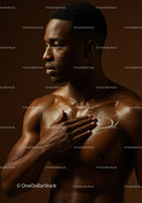 Artistic Portrait of Male Model with Sculptural Lighting and Warm Tones