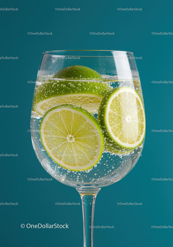 Refreshing Sparkling Water with Fresh Lime Slices