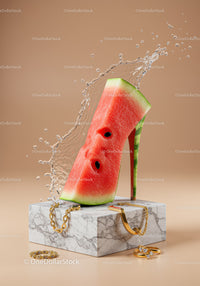 Creative watermelon slice high heel with splashing water