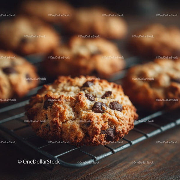 Świeżo Upieczone Ciasteczka z Kawałkami Czekolady na Ruszcie