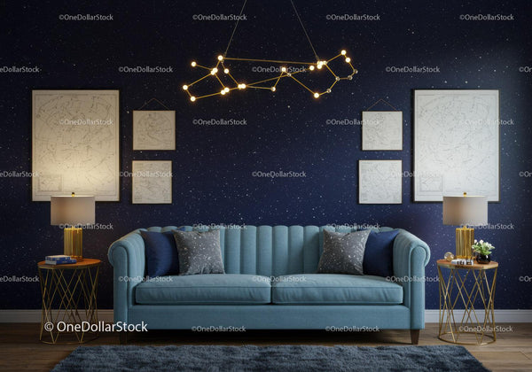 Modern living room with star constellation decor
