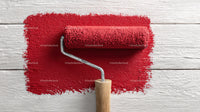 Red Paint Application on White Wooden Surface for Interior Renovation