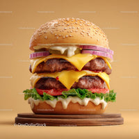 Juicy Double Cheeseburger with Fresh Vegetables and Melty Cheese