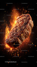 Juicy Grilled Steak with Flames and Ember Highlights