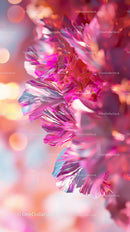 Vibrant Pink and Purple Abstract Floral Art with Leaf Textures