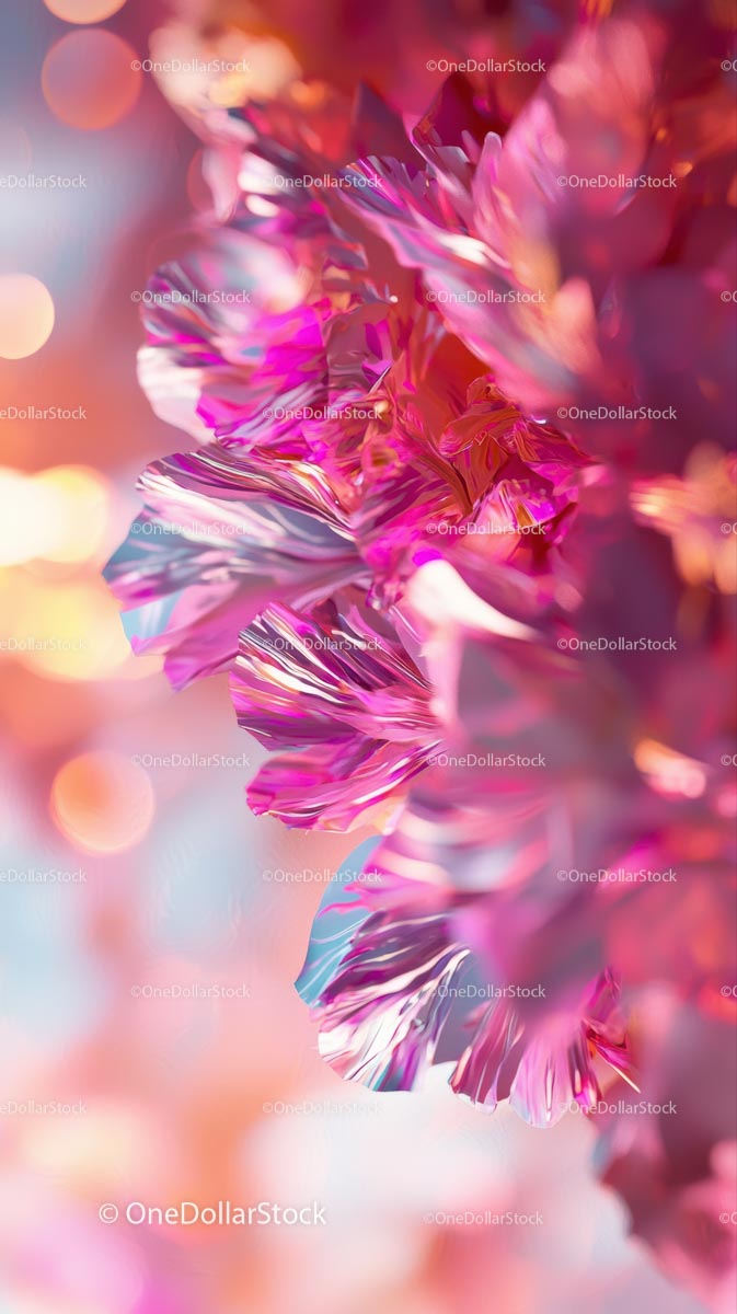 Vibrant Pink and Purple Abstract Floral Art with Leaf Textures