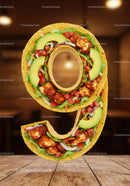 Creative Number Nine Made of Fresh Wrap Ingredients