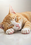 Close Up of Ginger Cat Sleeping Peacefully on Floor