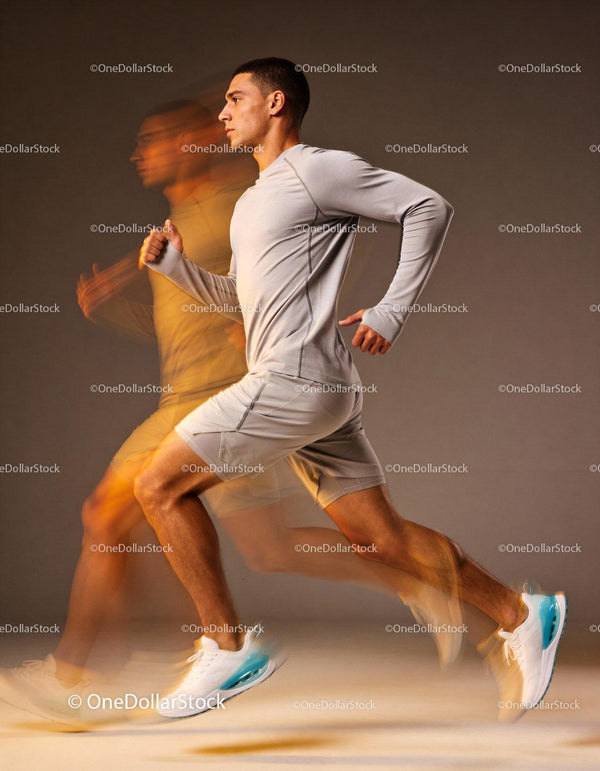 Athlete Sprinting Fast with Motion Blur Effect