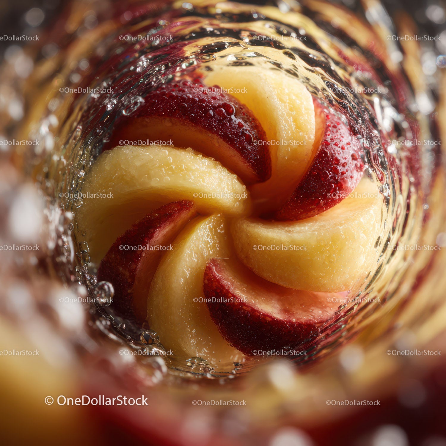 Close-up of Juicy Peach Slices with Water Splash