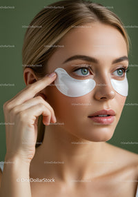 Close-up of Young Woman Applying Under-Eye Patches for Skincare