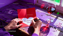 Writing a Valentine card with love message and wine glass