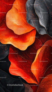 Close-up of Red and Black Autumn Leaves with Intricate Details